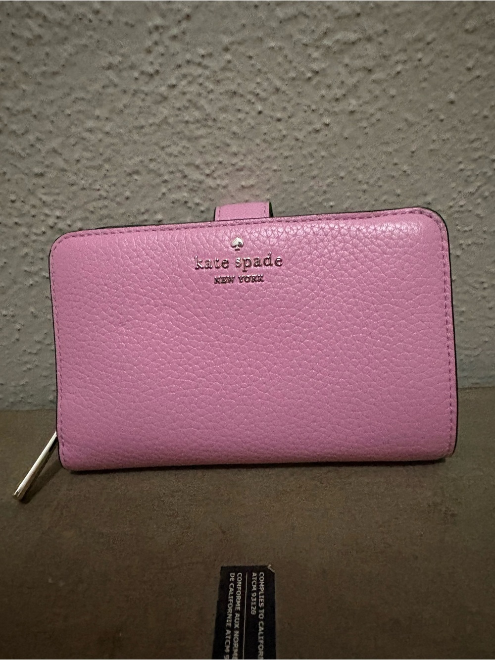 kate spade Pink Pebbled Leather Zip Wallet